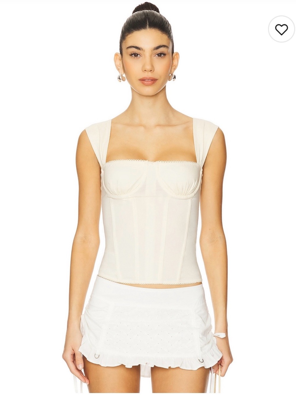 WeWoreWhat Cream Structured Corset Crop Top